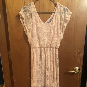 Light pink lace high low dress
